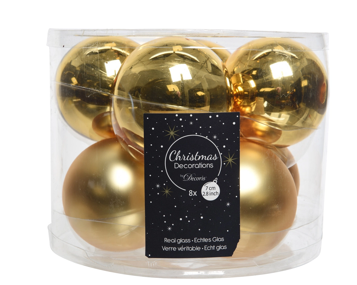 Gouden Kerstballen Set Van Stuks Glazen Kerstballen