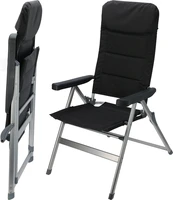 Campingstoel 6-standen Aluminium Zwart/Zilver