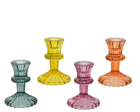 Kandelaar Glas 11cm Assorti 1st