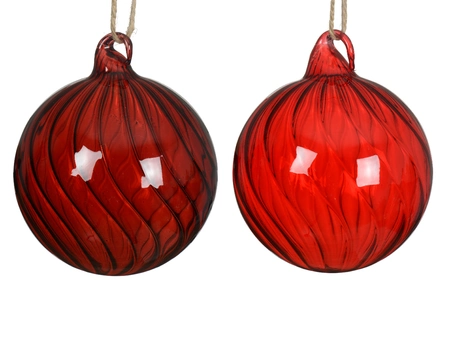 Kerstbal Glas Twist Ø10cm Rood Assorti 1st