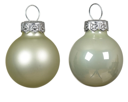 Kerstballen Glas Ø2,5cm Wit Mint 24st