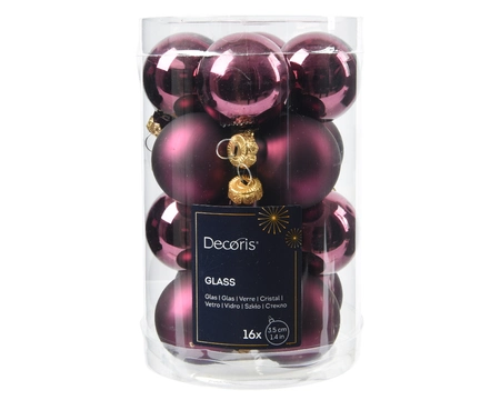 Kerstballen Glas Ø3,5cm Dark Mauve 16st