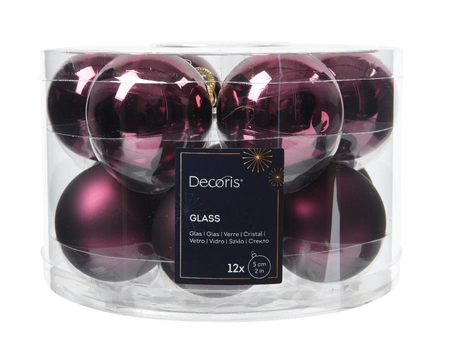 Kerstballen Glas Ø5cm Dark Mauve 12st