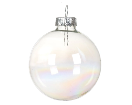 Kerstballen Glas Ø6cm Transparant Parelmoer 10st