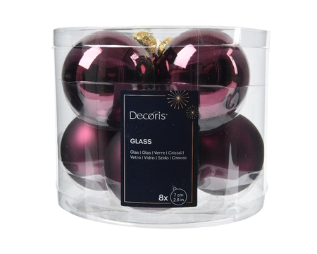 Kerstballen Glas Ø7cm Dark Mauve 8st