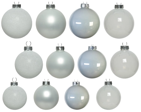 Kerstballen Glas Mix Winter Wit 42st