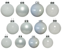 Kerstballen Glas Mix Winter Wit 42st