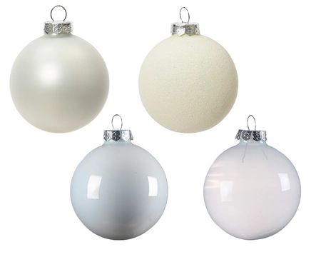 Kerstballen Glas Mix Winter Wit 42st