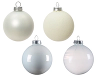 Kerstballen Glas Mix Winter Wit 42st