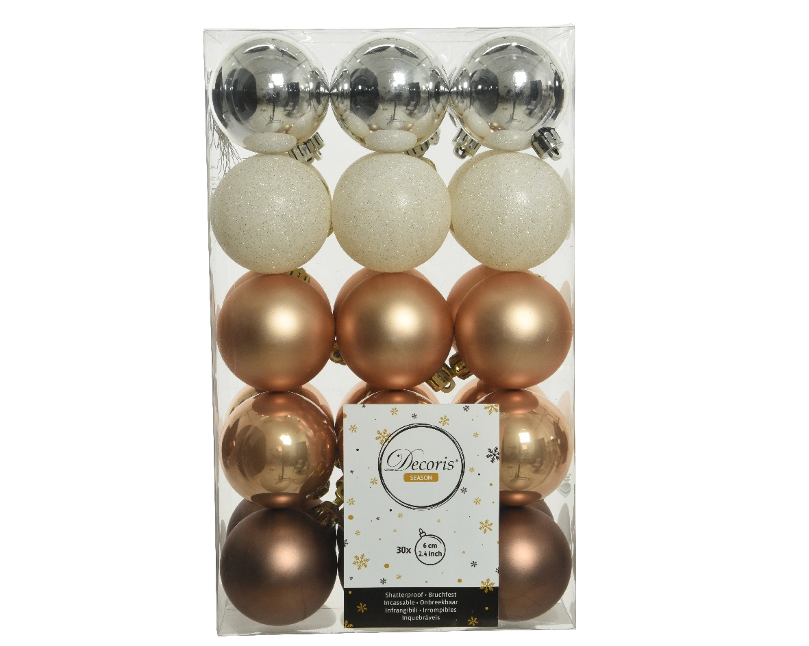 Kerstballen Mix Plastic Kerstballen Butterscotch 30st