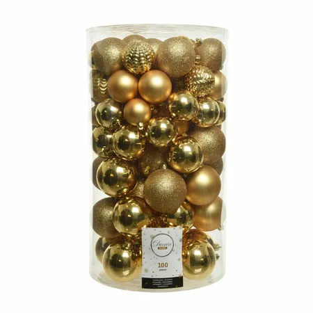 Kerstballen Mix Plastic Goud 100st