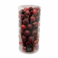 Kerstballen Mix Plastic Ossenbloed Rood 100st