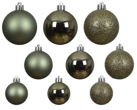 Kerstballen Mix Plastic Rozemarijn Groen 30st