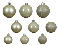 Kerstballen Mix Plastic Rozemarijn Wit Mint 30st