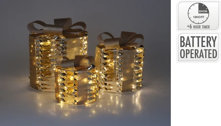 Kerstdecoratie Cadeau LED Goud 17cm