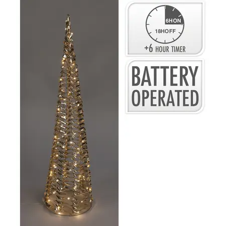 Kerstdecoratie Kegel Goud LED 80cm