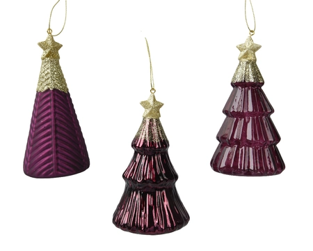 Kerstornament Boom Dark Mauve Assorti 1st