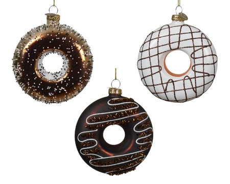 Kerstornament Donut Bruin-Wit Assorti 1st