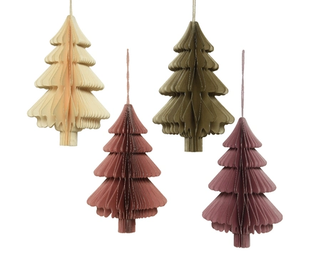 Kerstornament Papier Kerstboom 15cm Assorti 1st