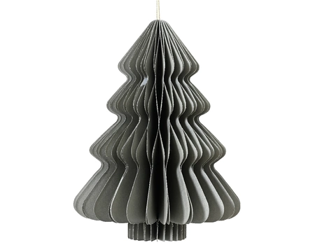 Kerstornament Papier Kerstboom 15cm Grijs