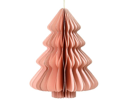 Kerstornament Papier Kerstboom 15cm Roze