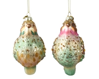 Kerstornament Vogel Roze-Groen Assorti 1st