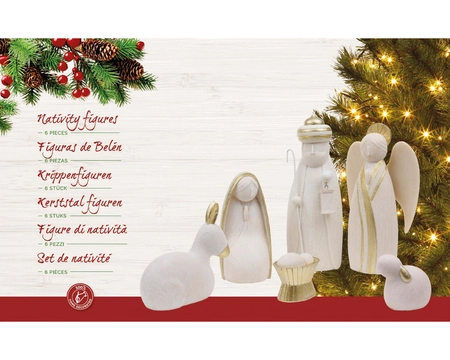 Kerststalfiguren Polystone Grijs/Goud 6-delig