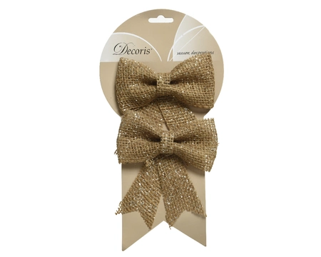 Kerststrik Jute Ø15cm Bruin 2st