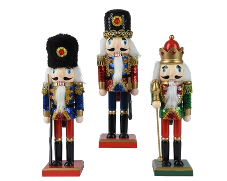 Notenkraker Kerst Pailletten 25cm Assorti 1st