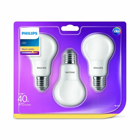 Philips LED Lamp E27 40W 3-Pack